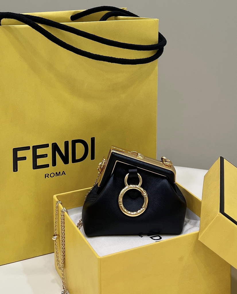 Fendi Nano First Charm Shoulder Bag 7AS051 Black Leather - Default Title - View 2