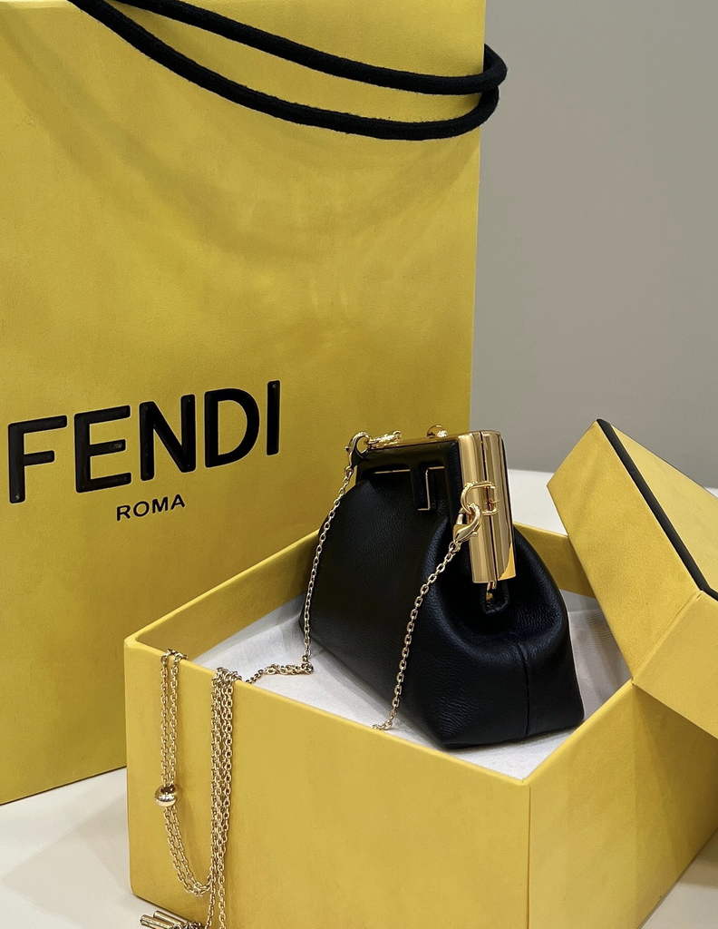 Fendi Nano First Charm Shoulder Bag 7AS051 Black Leather - Default Title - View 3