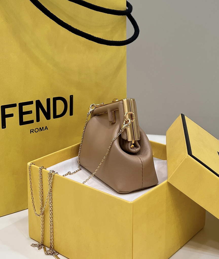 Fendi Nano First Charm Shoulder Bag 7AS051 Apricot Leather - Default Title - View 3