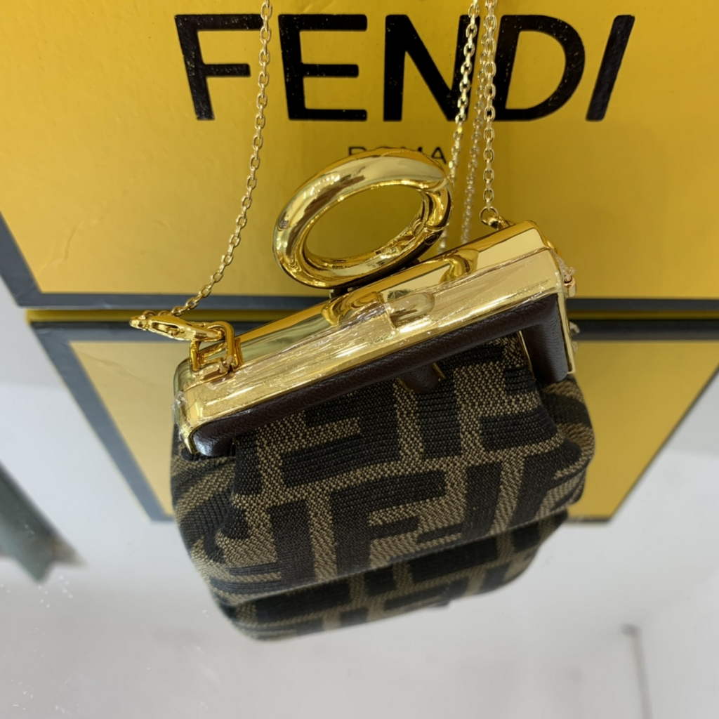 Fendi Nano First Charm Shoulder Bag 7AS051 Brown FF Leather bag - Default Title - View 6