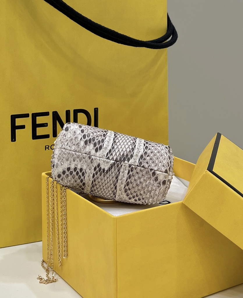 Fendi Nano First Charm Shoulder Bag 7AS051 Gray python leather bag - Default Title - View 4