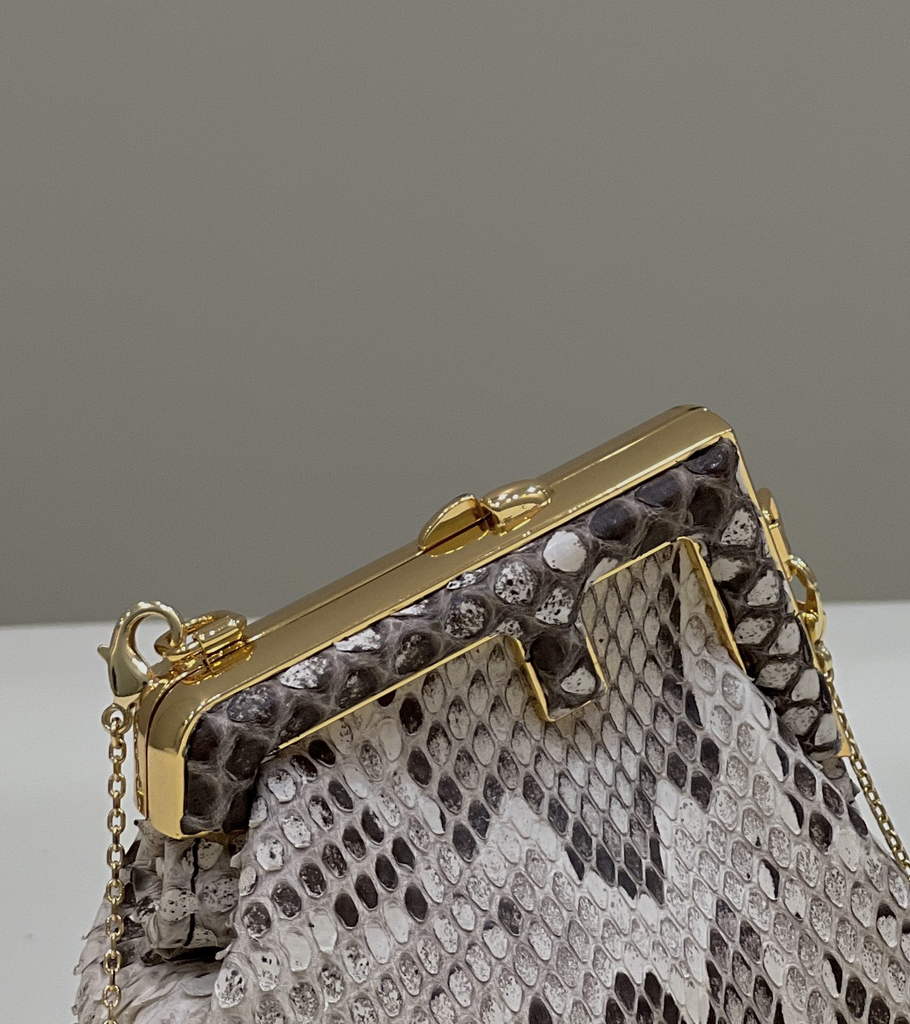 Fendi Nano First Charm Shoulder Bag 7AS051 Gray python leather bag - Default Title - View 6