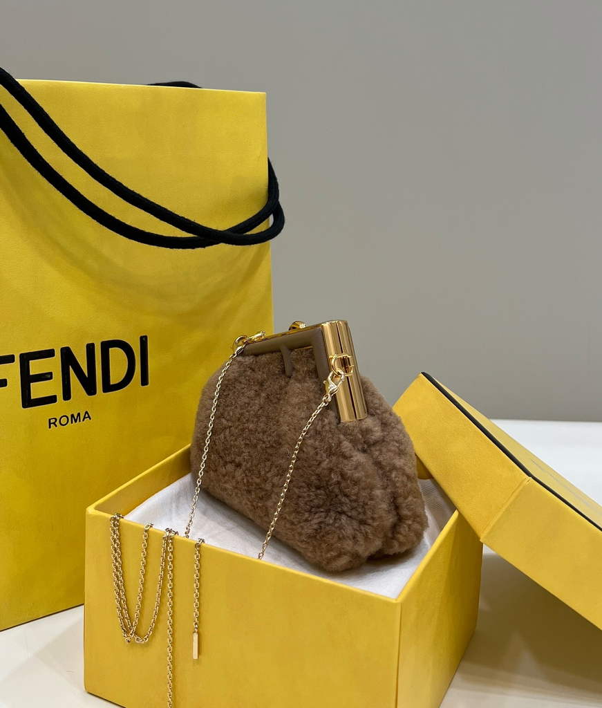 Fendi Nano First Charm Shoulder Bag 7AS051 Kkaki sheepskin bag - Default Title - View 3