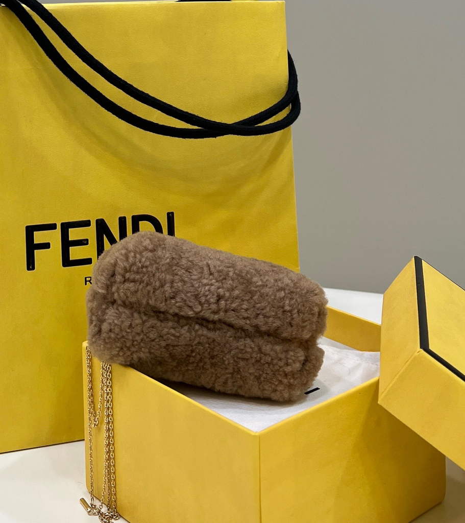 Fendi Nano First Charm Shoulder Bag 7AS051 Kkaki sheepskin bag - Default Title - View 4