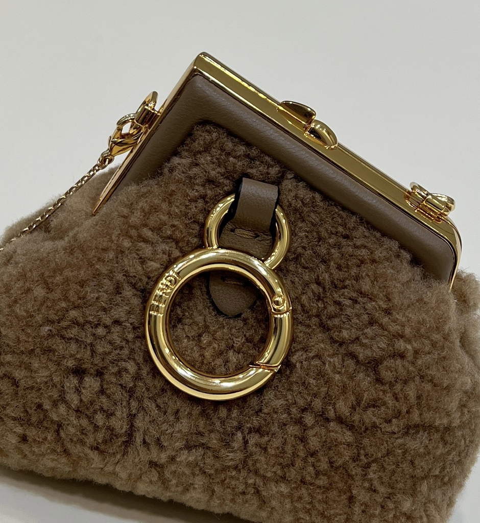 Fendi Nano First Charm Shoulder Bag 7AS051 Kkaki sheepskin bag - Default Title - View 7