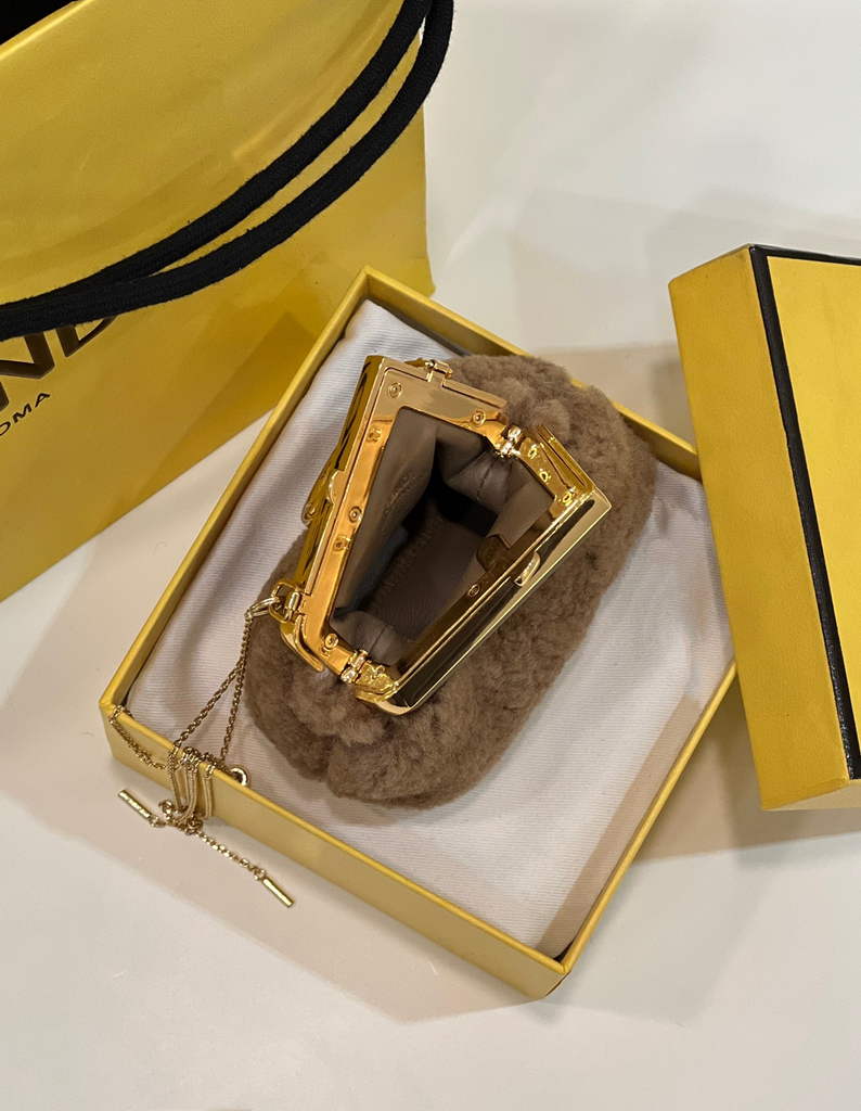 Fendi Nano First Charm Shoulder Bag 7AS051 Kkaki sheepskin bag - Default Title - View 9