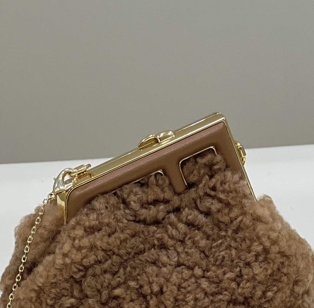 Fendi Nano First Charm Shoulder Bag 7AS051 Brown sheepskin bag - Default Title - View 5