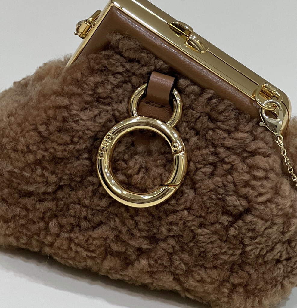 Fendi Nano First Charm Shoulder Bag 7AS051 Brown sheepskin bag - Default Title - View 6