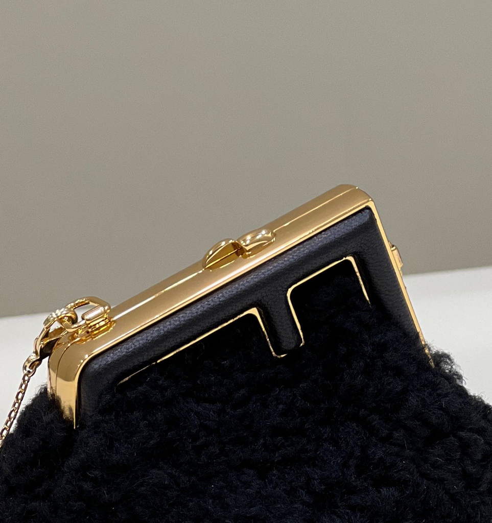Fendi Nano First Charm Shoulder Bag 7AS051 Black sheepskin bag - Default Title - View 5