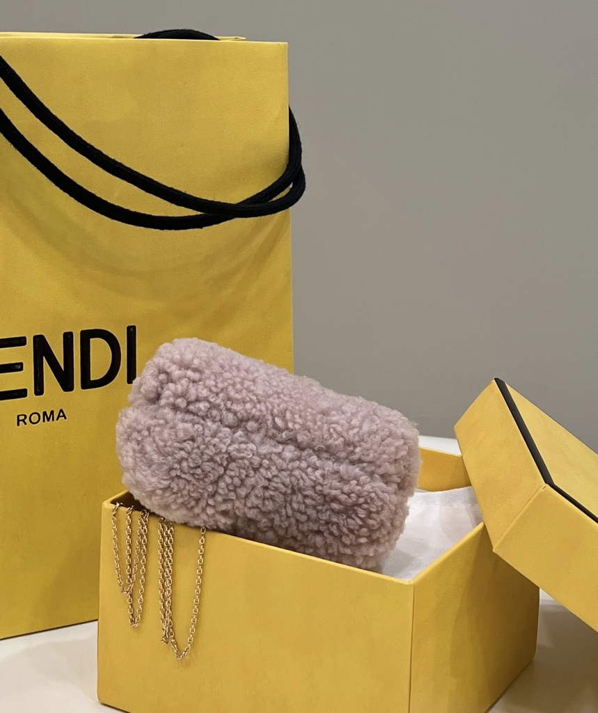 Fendi Nano First Charm Shoulder Bag 7AS051 Pink sheepskin bag - Default Title - View 4