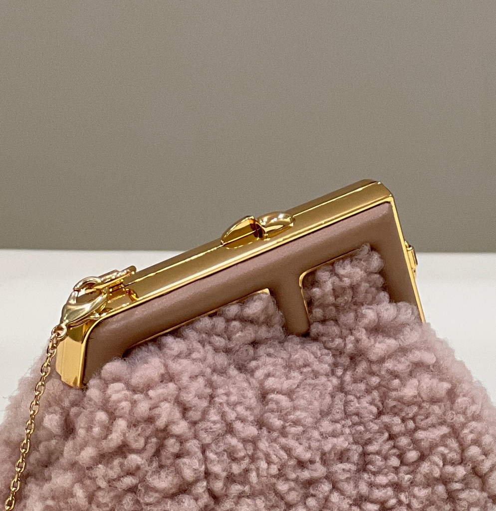 Fendi Nano First Charm Shoulder Bag 7AS051 Pink sheepskin bag - Default Title - View 5