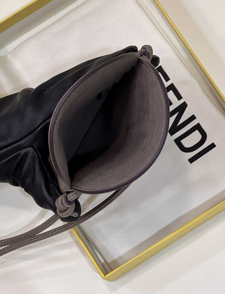 Fendi O’Lock Phone Pouch 7AS055 Gray leather pouch - Default Title - View 9