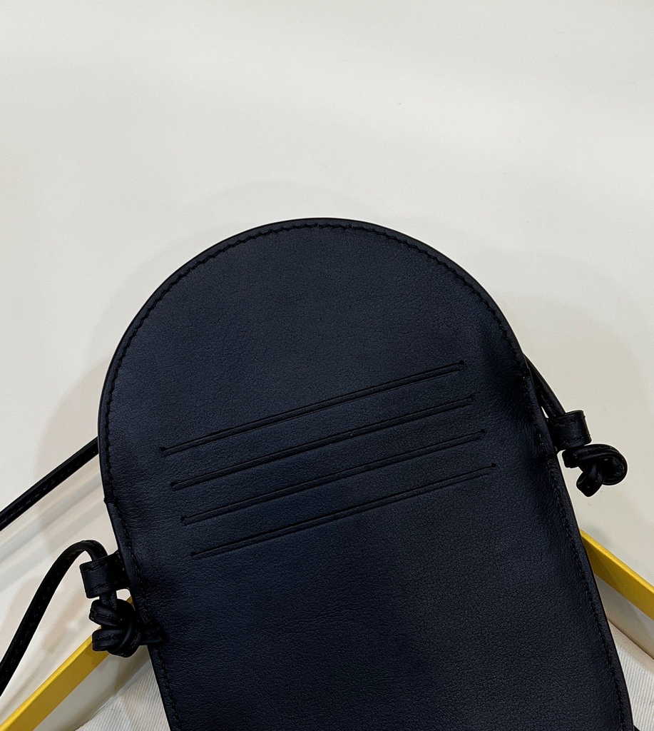 Fendi O’Lock Phone Pouch 7AS055 Black leather pouch - Default Title - View 5