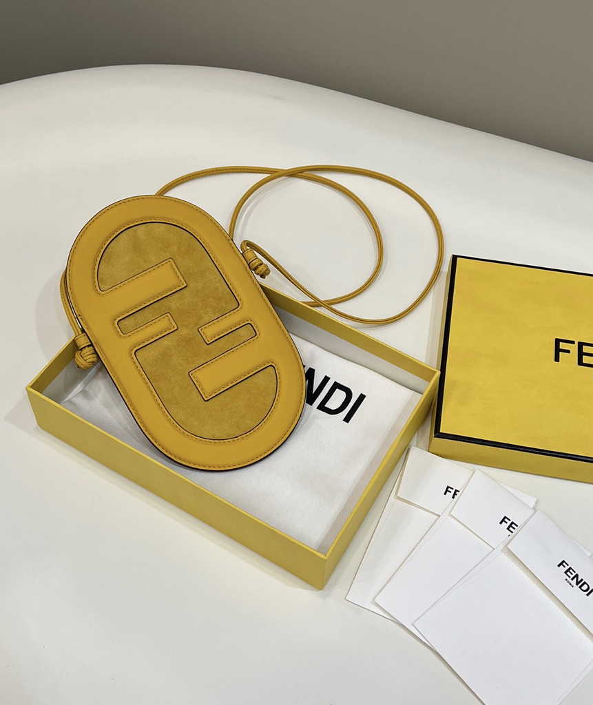 Fendi O’Lock Phone Pouch 7AS055 Yellow leather pouch - Default Title - View 1