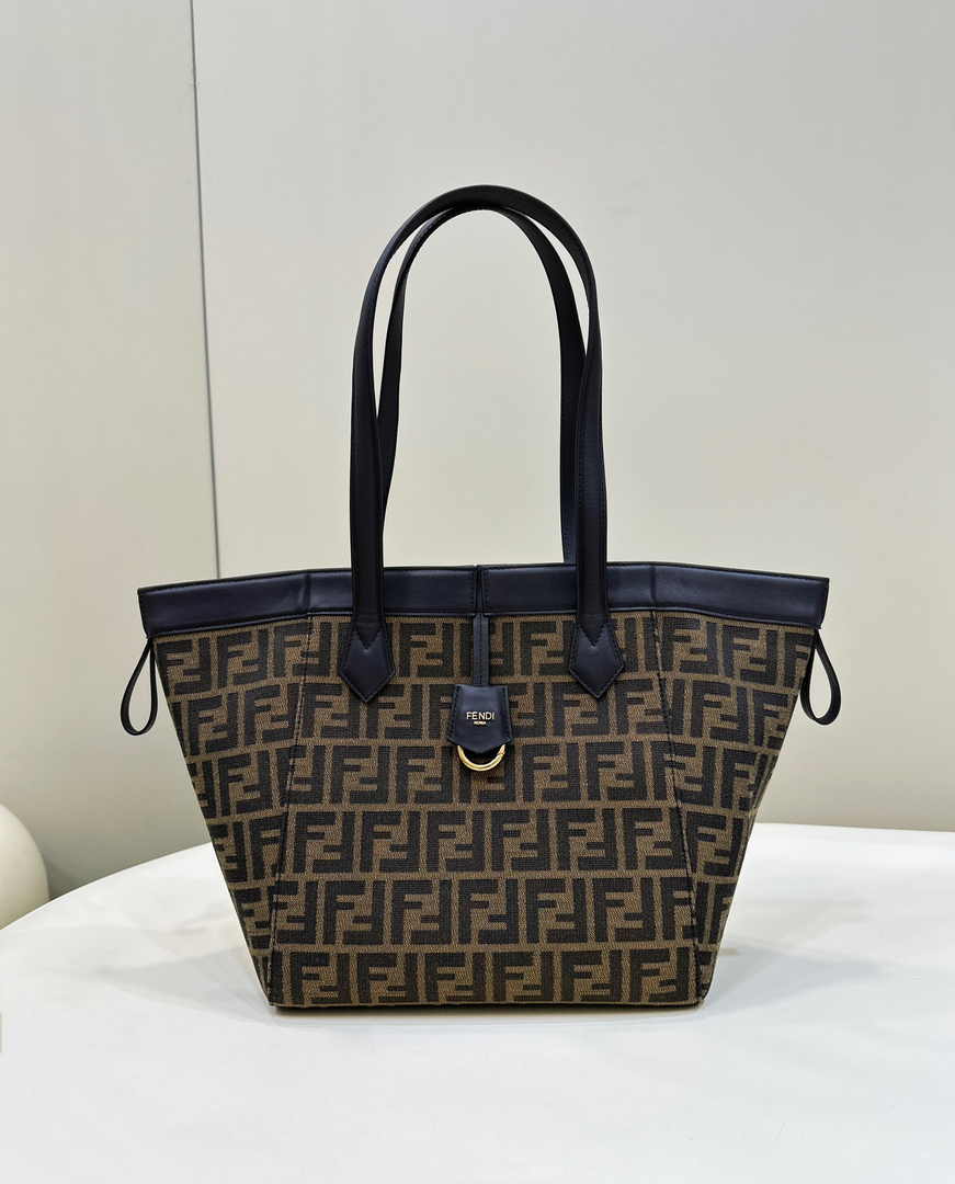 Fendi Origami Medium 8BH414 Brown FF jacquard fabric bag - Default Title - View 3