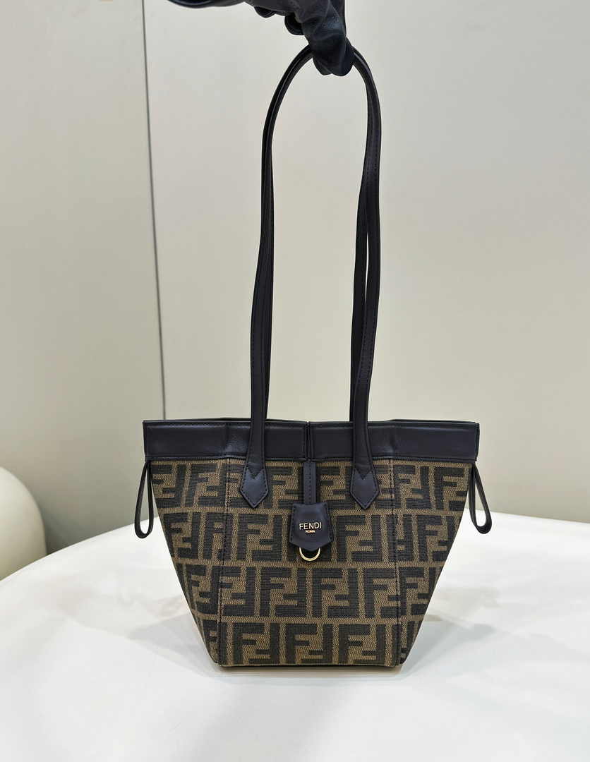 Fendi Origami Mini 8BS083 Brown FF jacquard fabric bag - Default Title - View 3