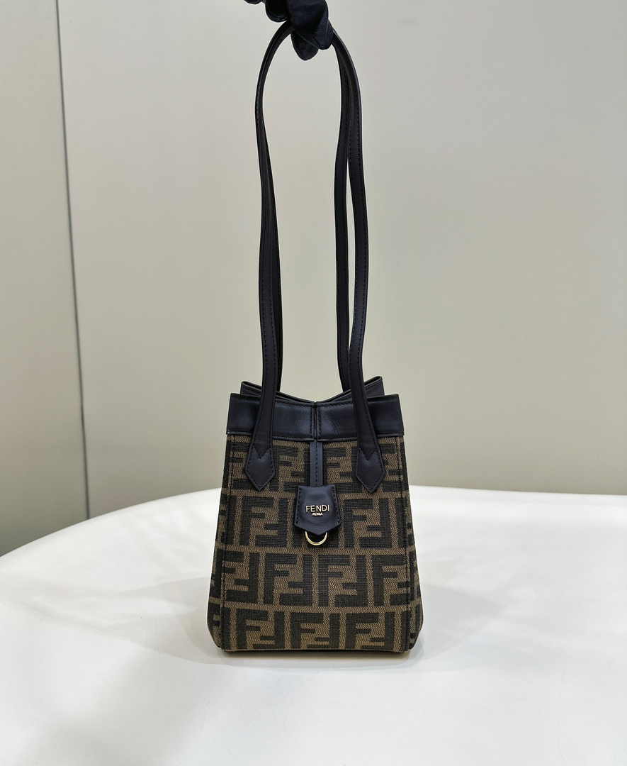 Fendi Origami Mini 8BS083 Brown FF jacquard fabric bag - Default Title - View 4
