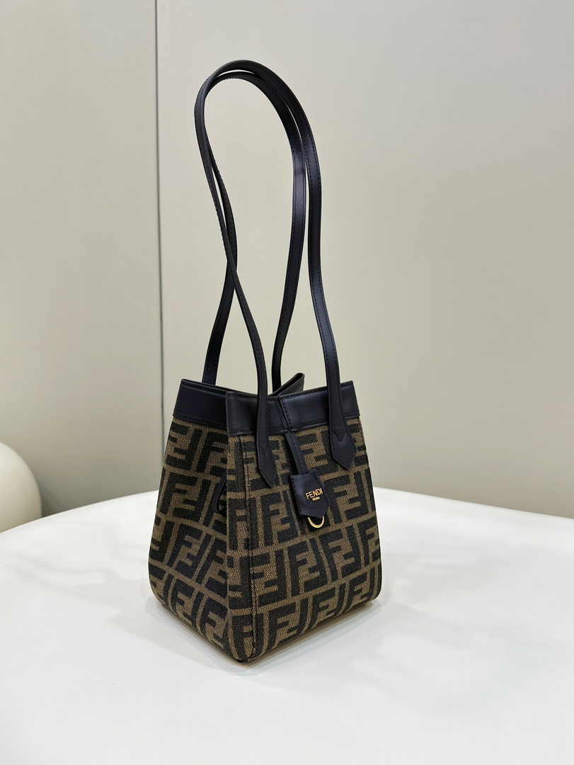 Fendi Origami Mini 8BS083 Brown FF jacquard fabric bag - Default Title - View 6