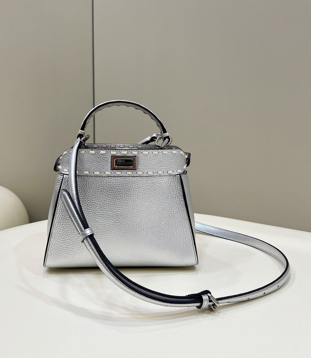 Fendi Peekaboo Mini Selleria Bag 8BN244 Silver - 18 cm × 11 cm × 23 cm / Silver - View 1