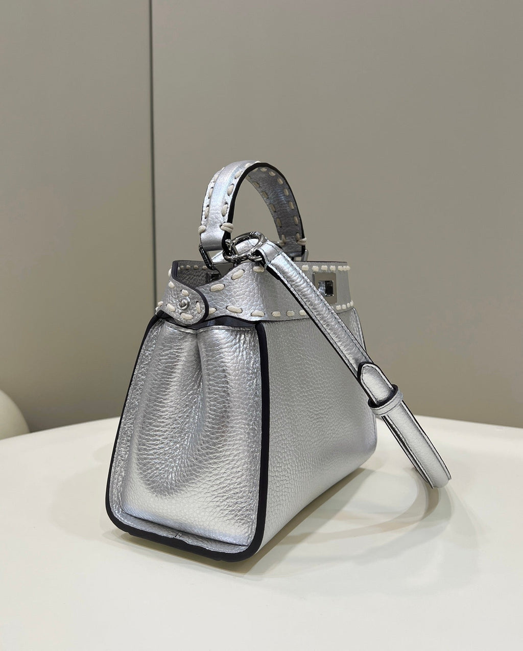 Fendi Peekaboo Mini Selleria Bag 8BN244 Silver - 18 cm × 11 cm × 23 cm / Silver - View 2
