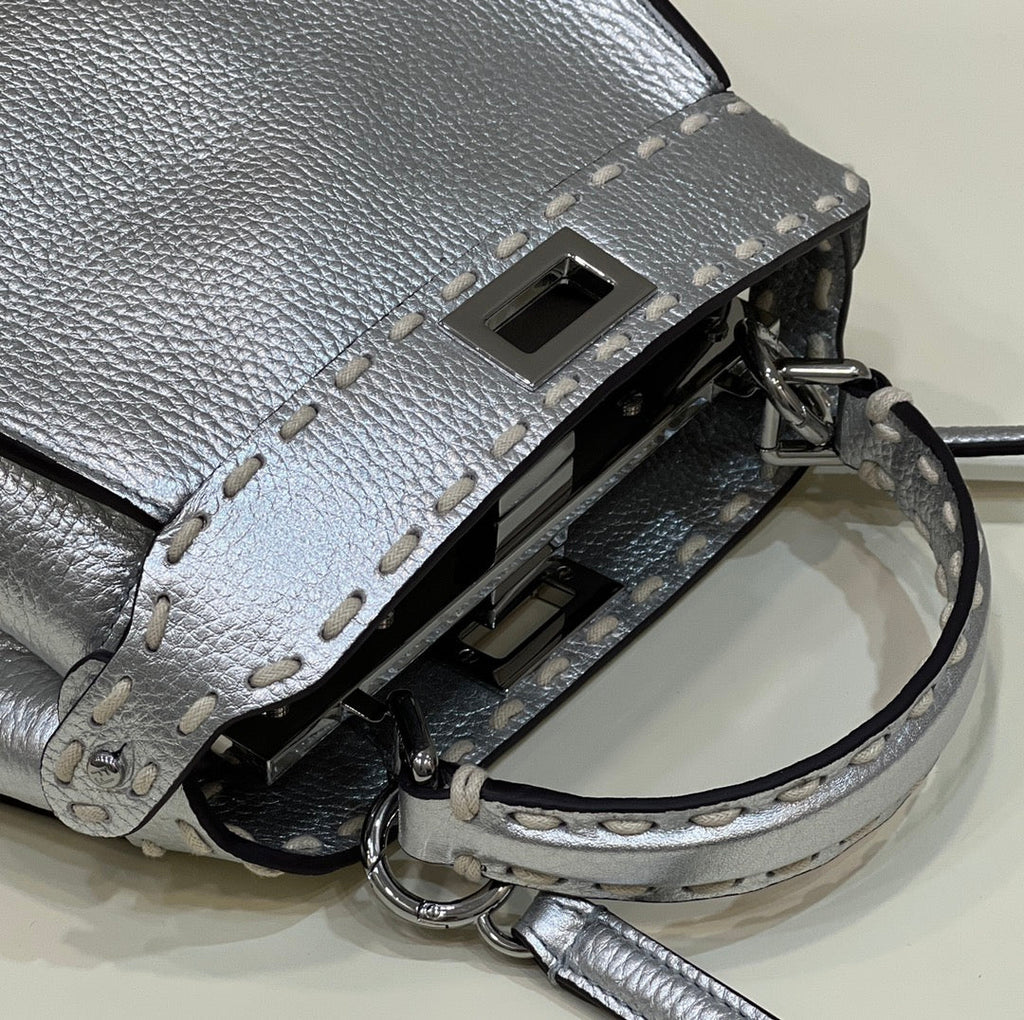 Fendi Peekaboo Mini Selleria Bag 8BN244 Silver - 18 cm × 11 cm × 23 cm / Silver - View 7