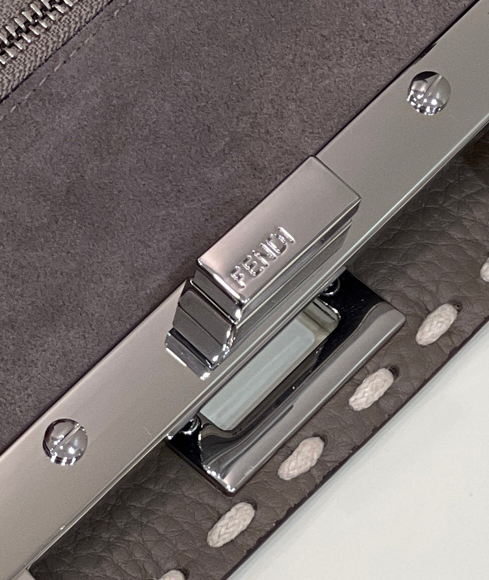 Fendi Peekaboo Mini Selleria Bag 8BN244 Gray - 18 cm × 11 cm × 23 cm / Gray - View 6