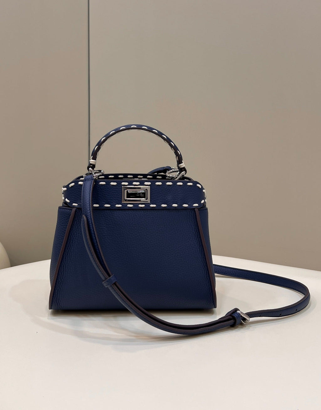 Fendi Peekaboo Mini Selleria Bag 8BN244 Navy Blue - 18 cm × 11 cm × 23 cm / Navy Blue - View 1