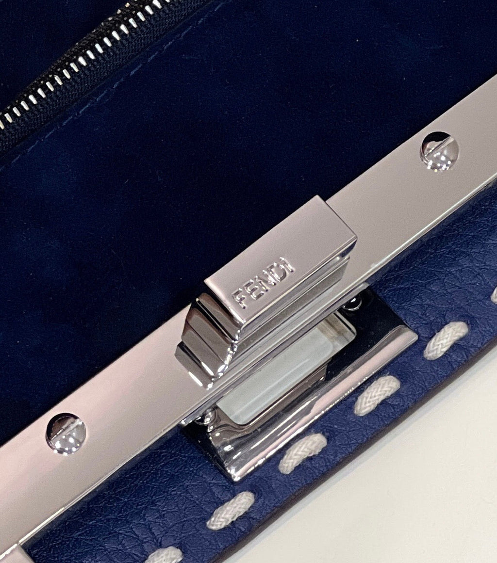 Fendi Peekaboo Mini Selleria Bag 8BN244 Navy Blue - 18 cm × 11 cm × 23 cm / Navy Blue - View 6