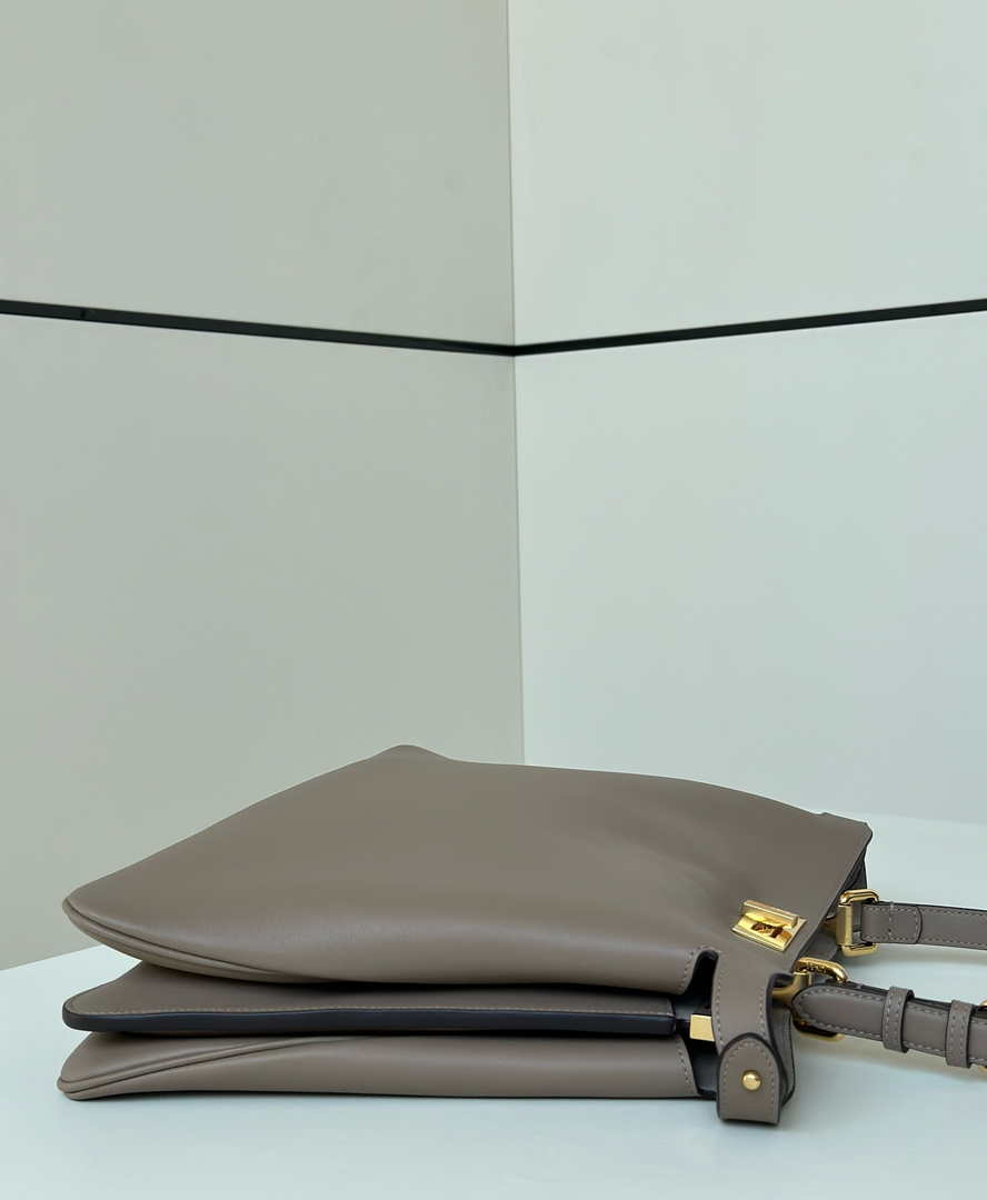 Fendi Peekaboo Soft Large Gray Leather Bag 8BN358 - Default Title - View 3