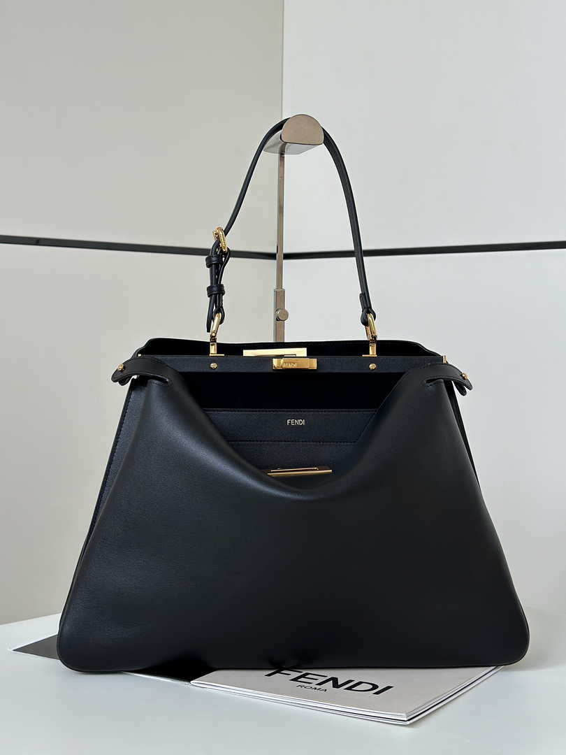 Fendi Peekaboo Soft Large Black Leather Bag 8BN358 - Default Title - View 2
