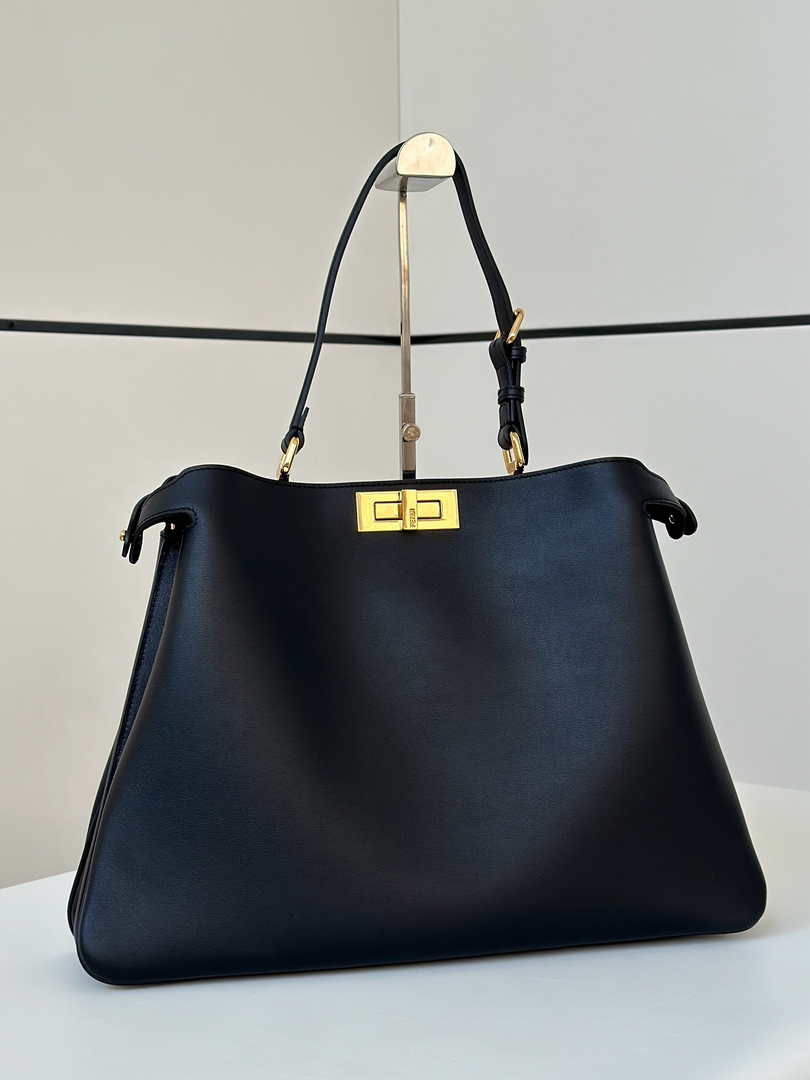 Fendi Peekaboo Soft Large Black Leather Bag 8BN358 - Default Title - View 1