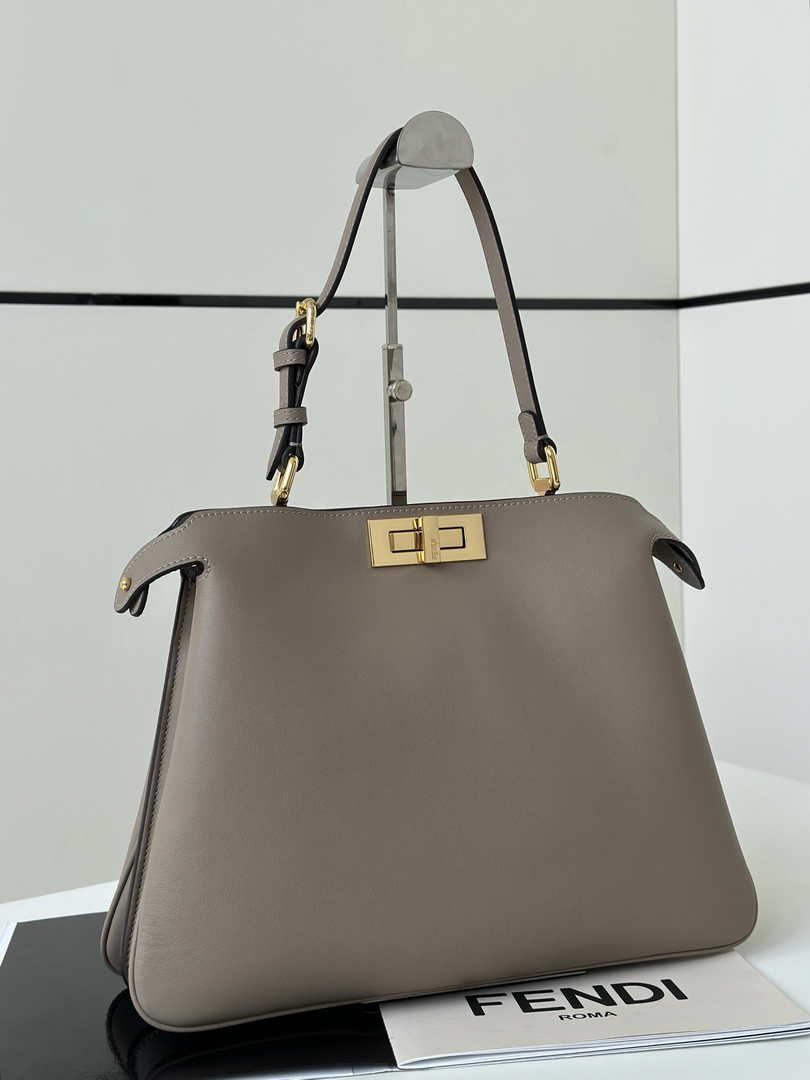 Fendi Peekaboo Soft Medium Gray Leather Bag 8BN353 - Default Title - View 2