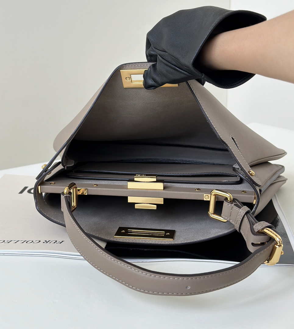 Fendi Peekaboo Soft Medium Gray Leather Bag 8BN353 - Default Title - View 9