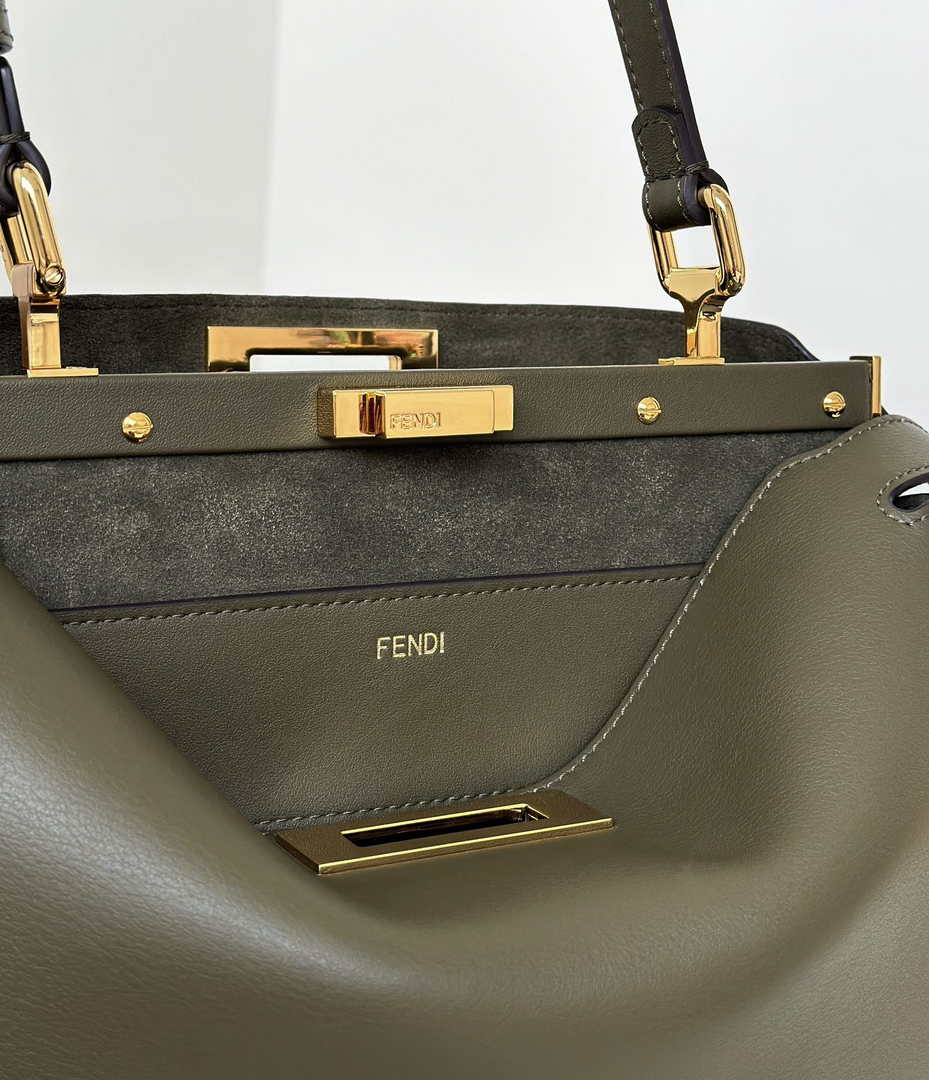 Fendi Peekaboo Soft Medium Green Leather Bag 8BN353 - Default Title - View 7