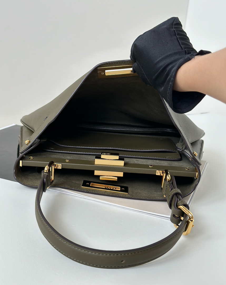 Fendi Peekaboo Soft Medium Green Leather Bag 8BN353 - Default Title - View 9