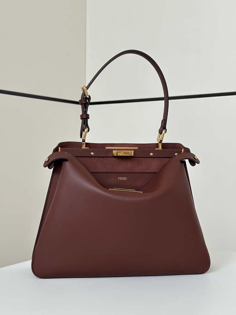 Fendi Peekaboo Soft Medium Brown Leather Bag 8BN353 - Default Title - View 1