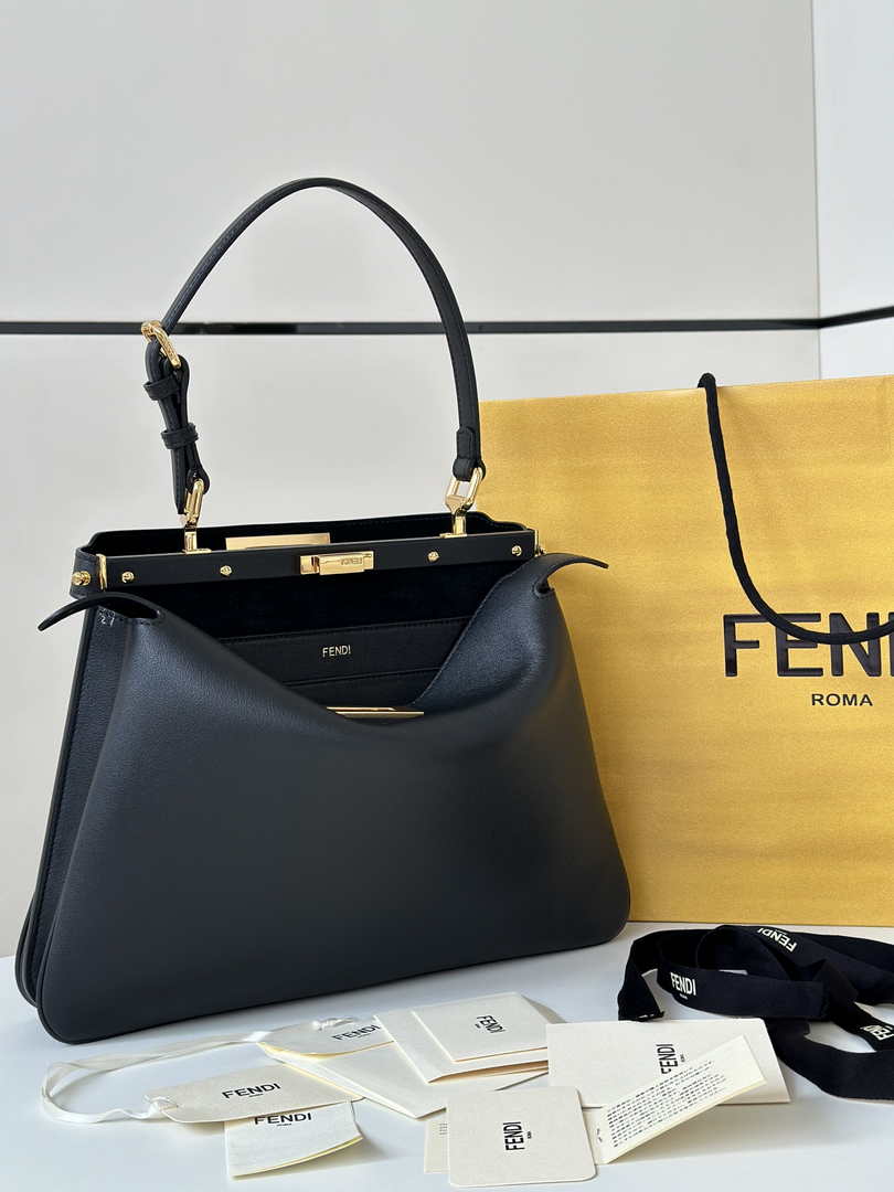 Fendi Peekaboo Soft Medium Black Leather Bag 8BN353 - Default Title - View 1