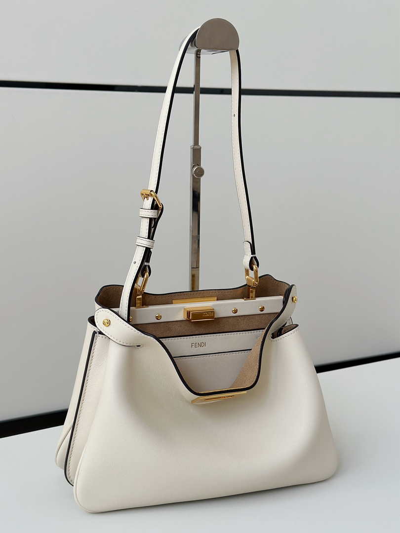 Fendi Peekaboo Soft Small Leather Beige 8BN365 - Default Title - View 1