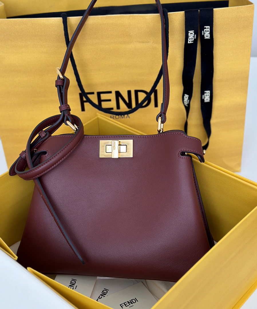 Fendi Peekaboo Soft Small Leather Wine Red 8BN365 - Default Title - View 2
