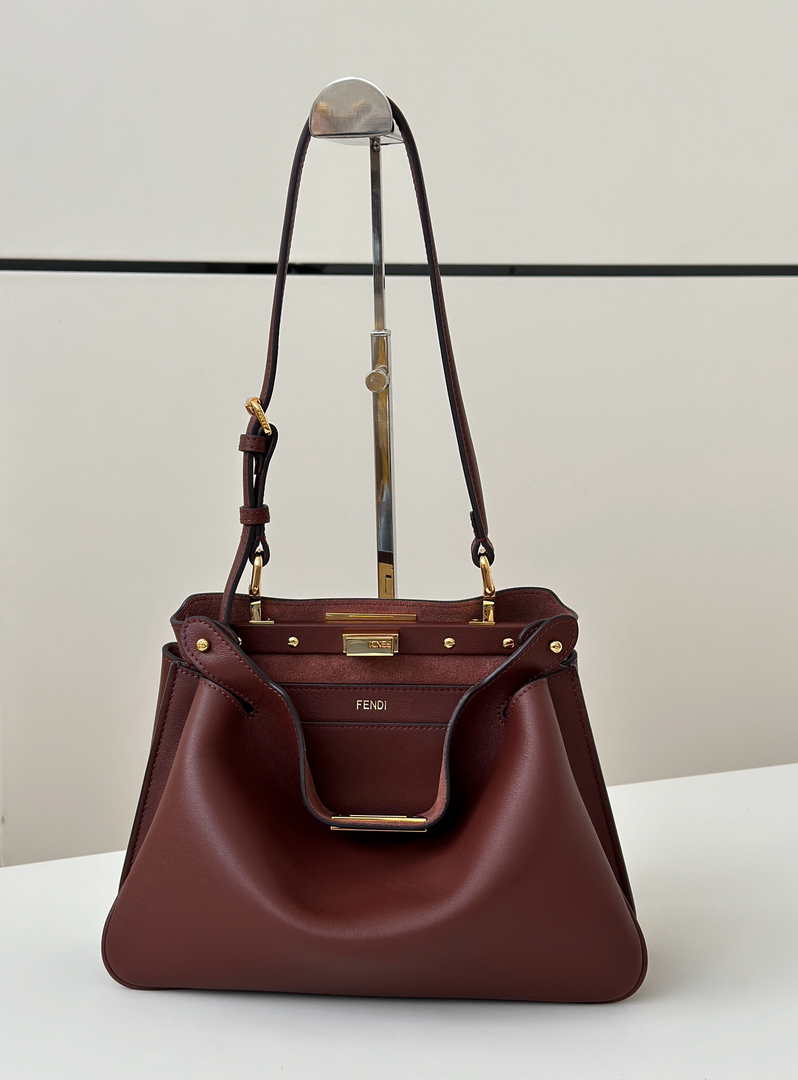 Fendi Peekaboo Soft Small Leather Wine Red 8BN365 - Default Title - View 1