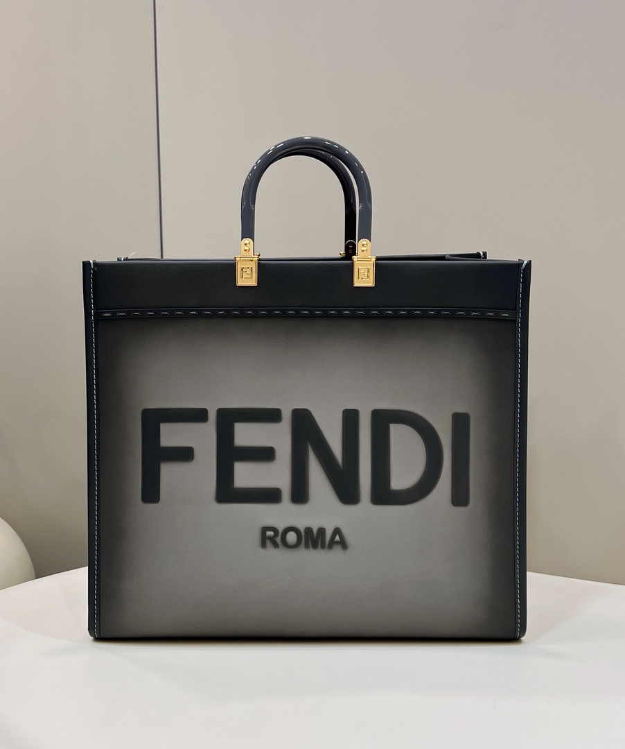 Fendi Sunshine Large Bag Gray Leather Shopper 8BH372 - Default Title - View 1