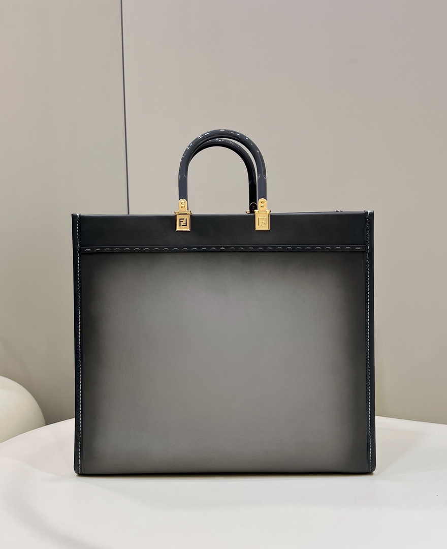 Fendi Sunshine Large Bag Gray Leather Shopper 8BH372 - Default Title - View 2