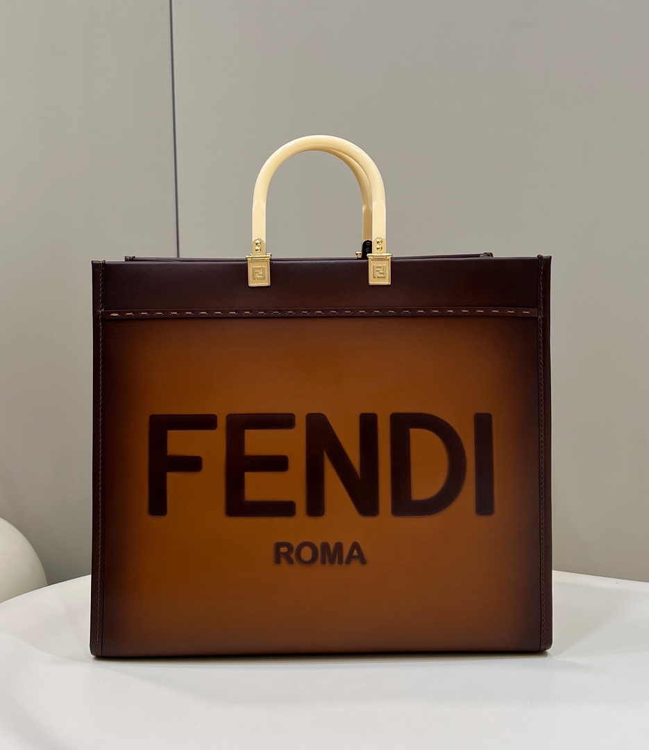 Fendi Sunshine Large Bag Brown Leather Shopper 8BH372 - Default Title - View 1