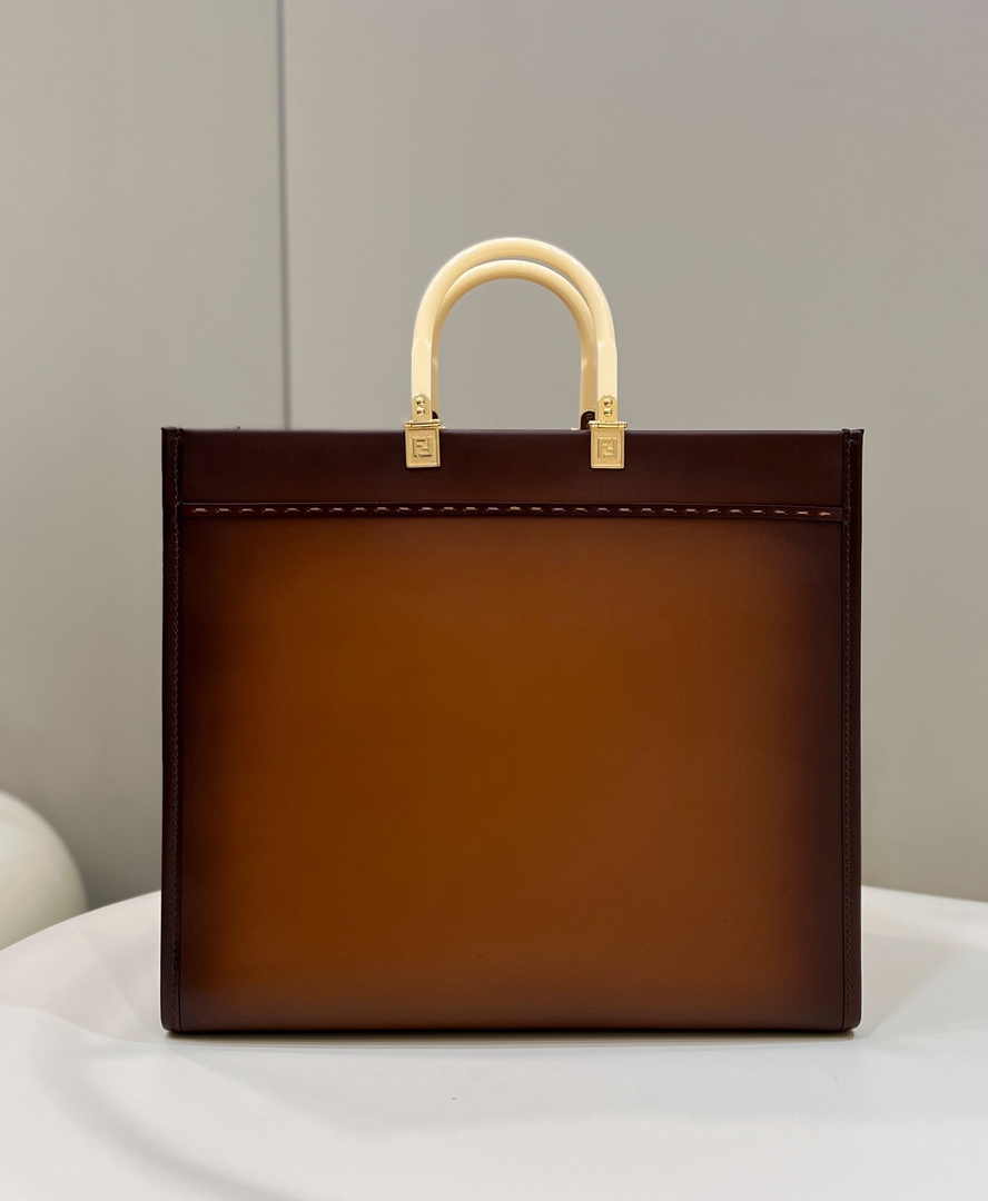 Fendi Sunshine Large Bag Brown Leather Shopper 8BH372 - Default Title - View 2