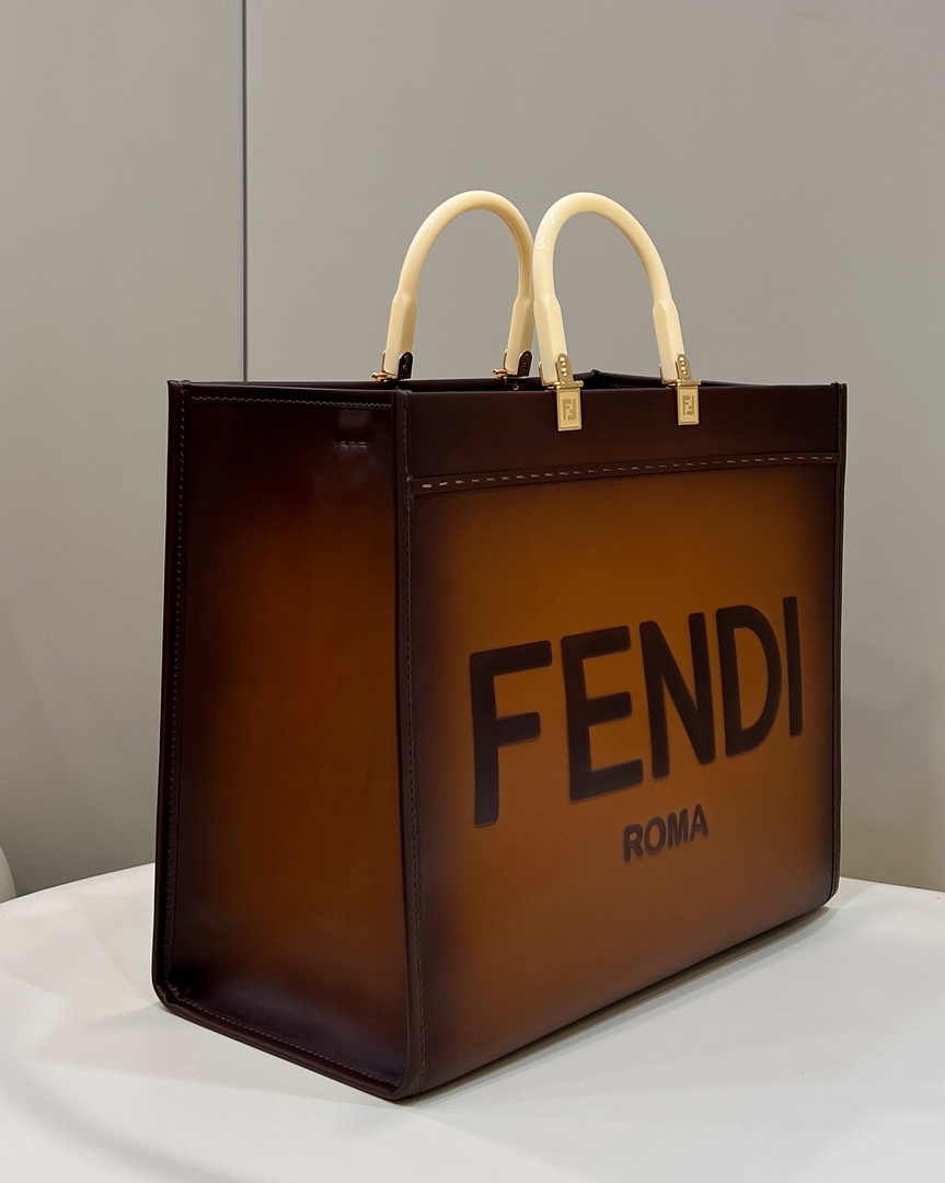 Fendi Sunshine Large Bag Brown Leather Shopper 8BH372 - Default Title - View 3