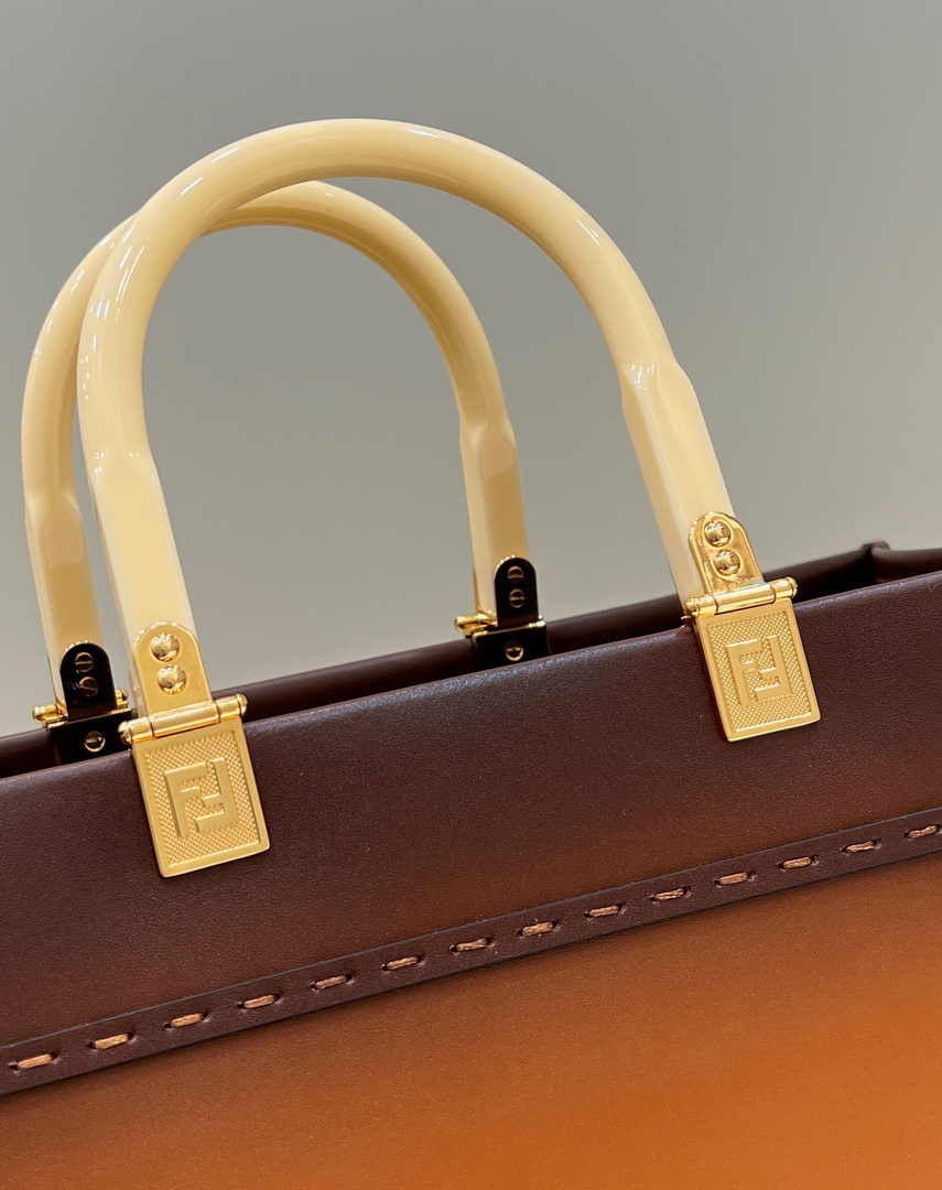 Fendi Sunshine Large Bag Brown Leather Shopper 8BH372 - Default Title - View 5