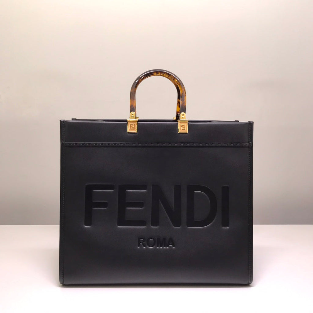 Fendi Sunshine Large Bag 8BH372 Black Leather Shopper - Default Title - View 1