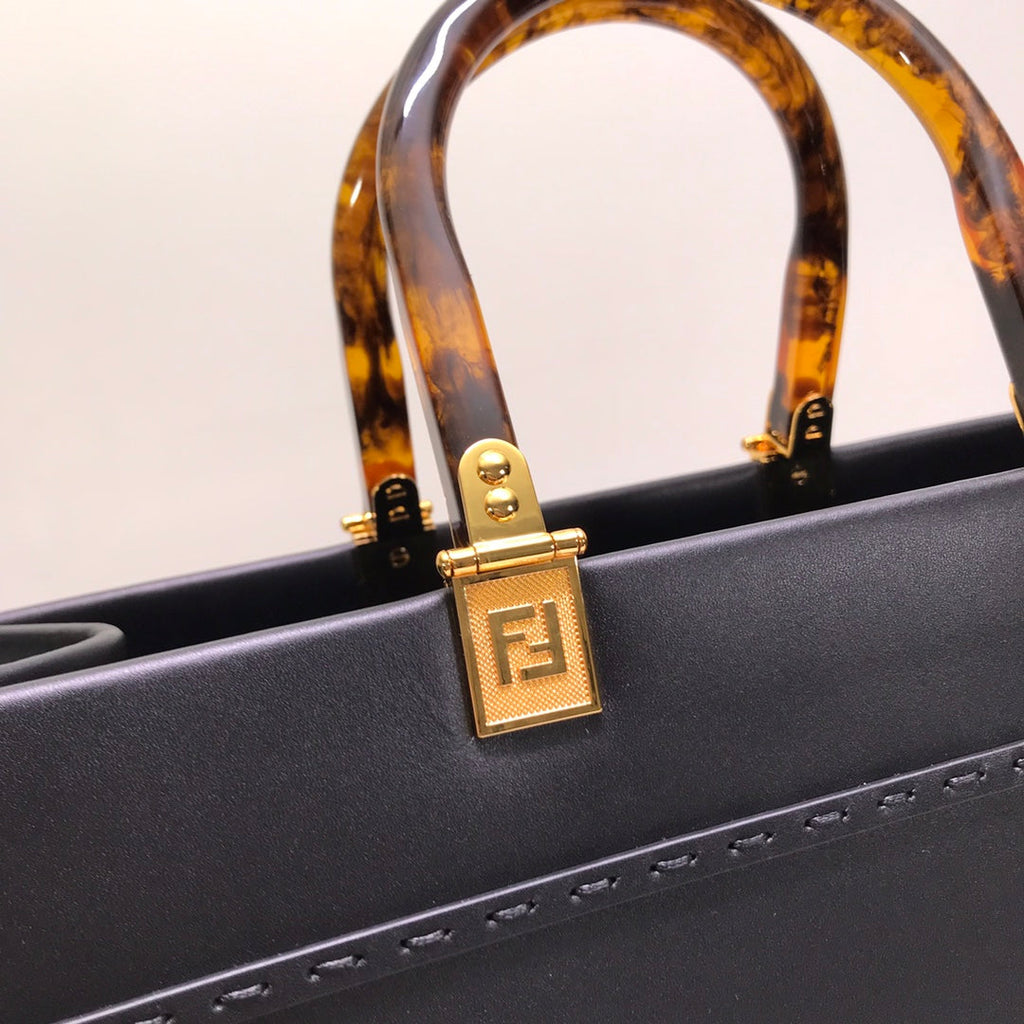 Fendi Sunshine Large Bag 8BH372 Black Leather Shopper - Default Title - View 6