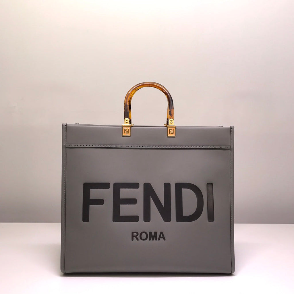 Fendi Sunshine Large Bag 8BH372 Gray Leather Shopper - Default Title - View 1