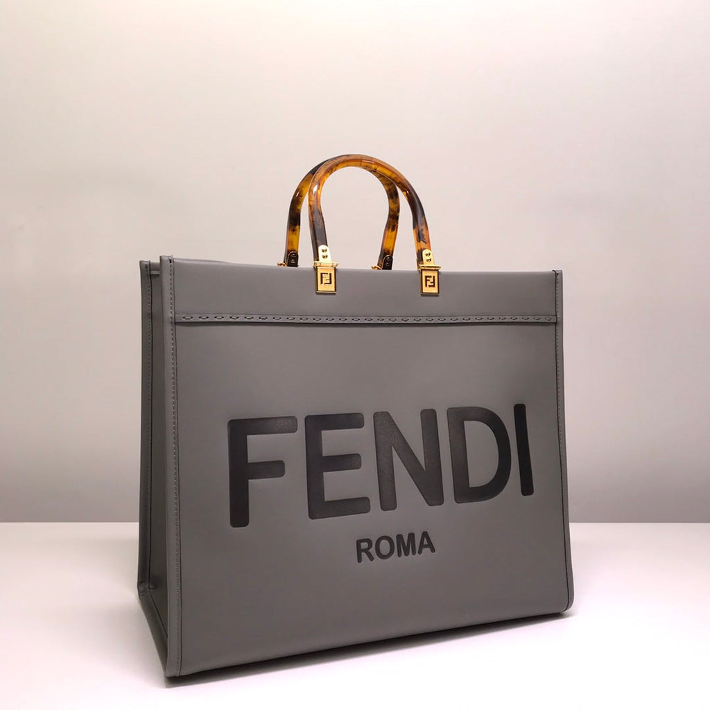 Fendi Sunshine Large Bag 8BH372 Gray Leather Shopper - Default Title - View 2